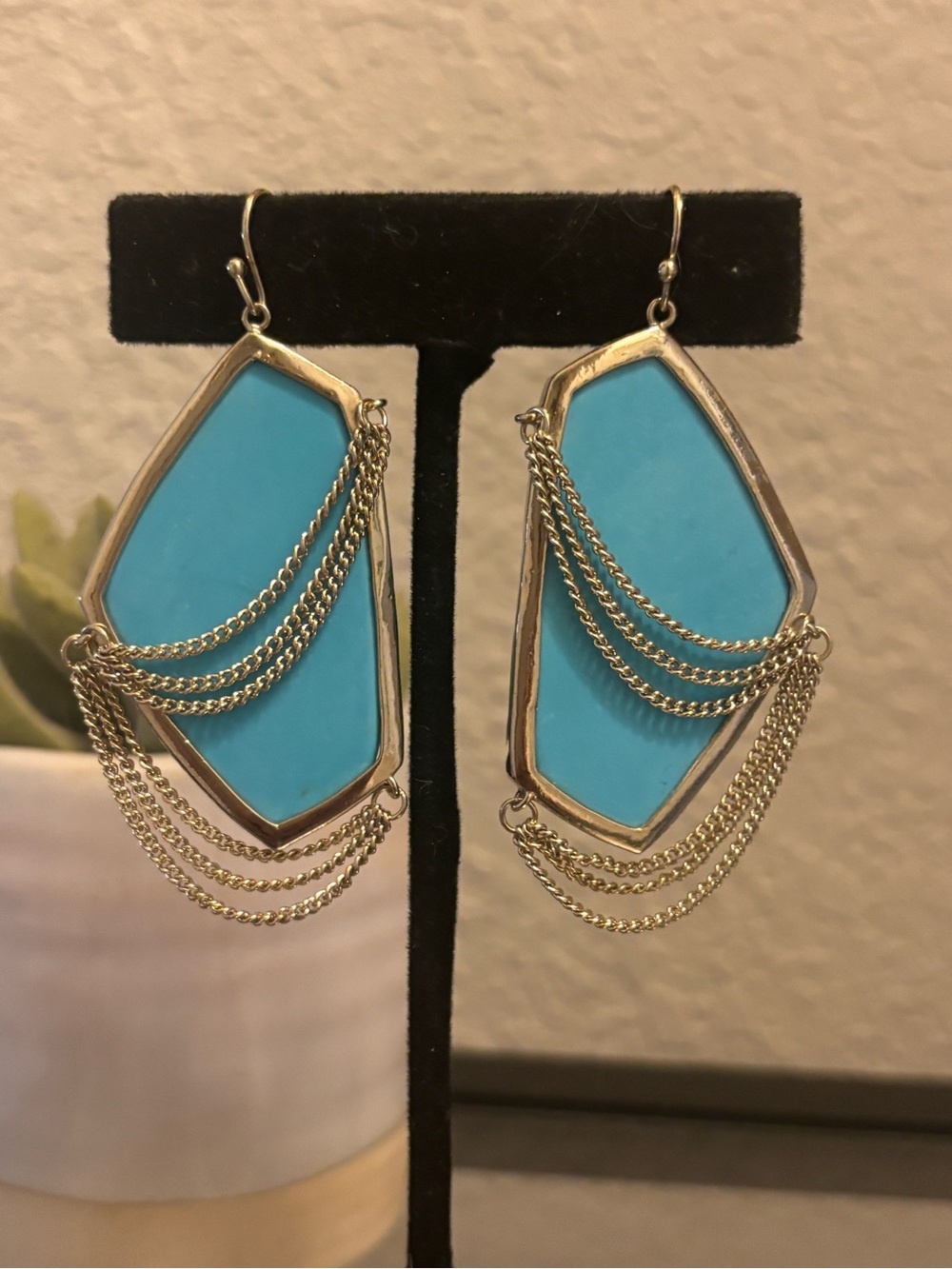 Kendra Scott Vintage Rare Kavita Earrings Turquoise-Gold